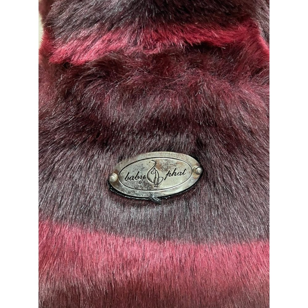 Vintage Baby Phat Faux Fur Vest Dark Red/Black Women's Size Medium Y2K - Picture 8 of 10
